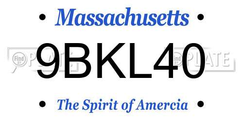 9BKL40 Massachusetts License Plate