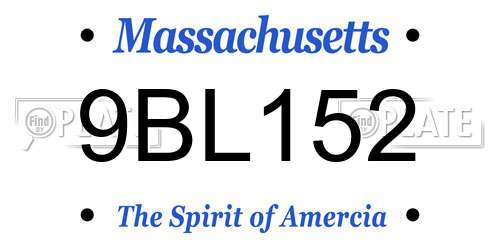9BL152 Massachusetts License Plate