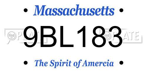 9BL183 Massachusetts License Plate