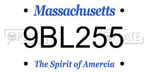 9BL255 Massachusetts License Plate