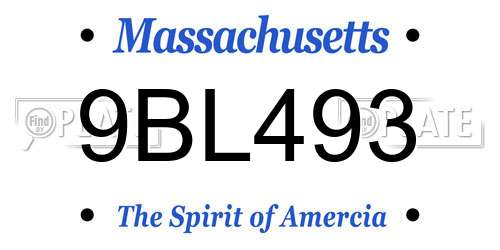 9BL493 Massachusetts License Plate