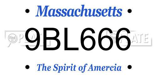 9BL666 Massachusetts License Plate