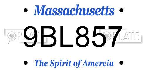 9BL857 Massachusetts License Plate