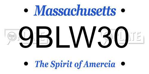 9BLW30 Massachusetts License Plate