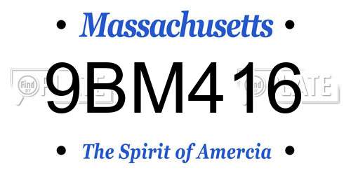 9BM416 Massachusetts License Plate