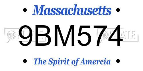 9BM574 Massachusetts License Plate