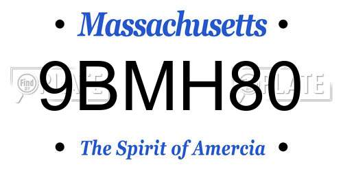 9BMH80 Massachusetts License Plate