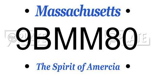 9BMM80 Massachusetts License Plate
