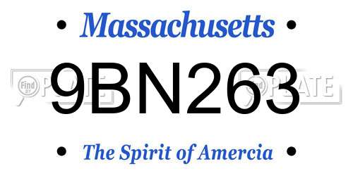 9BN263 Massachusetts License Plate