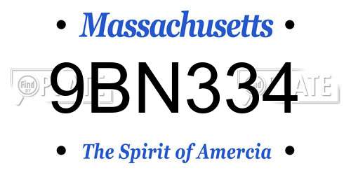 9BN334 Massachusetts License Plate
