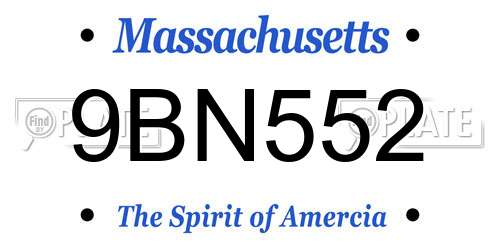 9BN552 Massachusetts License Plate