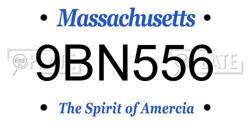9BN556 Massachusetts License Plate