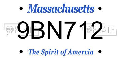 9BN712 Massachusetts License Plate
