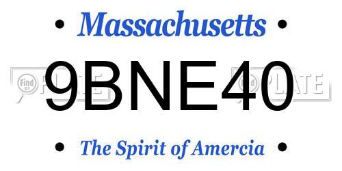 9BNE40 Massachusetts License Plate