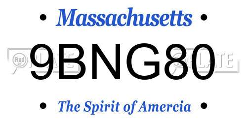 9BNG80 Massachusetts License Plate