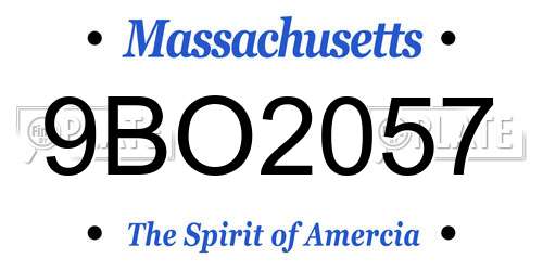 9BO2057 Massachusetts License Plate