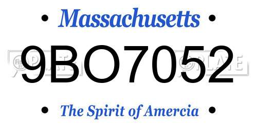 9BO7052 Massachusetts License Plate