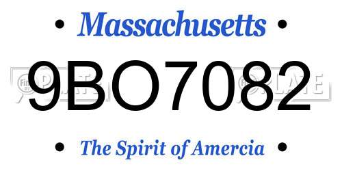 9BO7082 Massachusetts License Plate