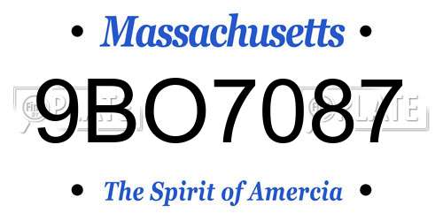 9BO7087 Massachusetts License Plate