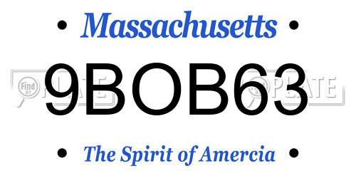 9BOB63 Massachusetts License Plate