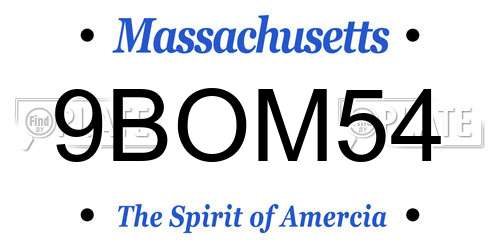 9BOM54 Massachusetts License Plate