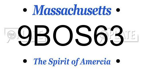 9BOS63 Massachusetts License Plate