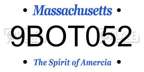 9BOT052 Massachusetts License Plate