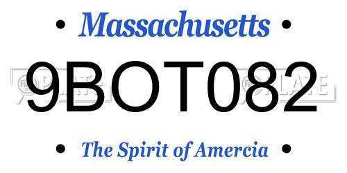 9BOT082 Massachusetts License Plate
