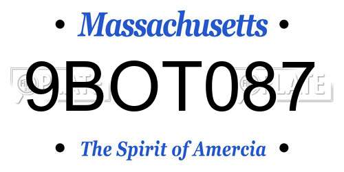 9BOT087 Massachusetts License Plate