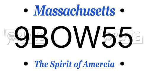 9BOW55 Massachusetts License Plate