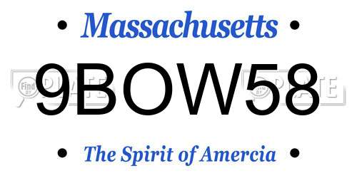 9BOW58 Massachusetts License Plate