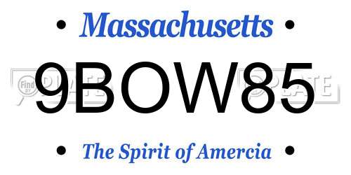 9BOW85 Massachusetts License Plate