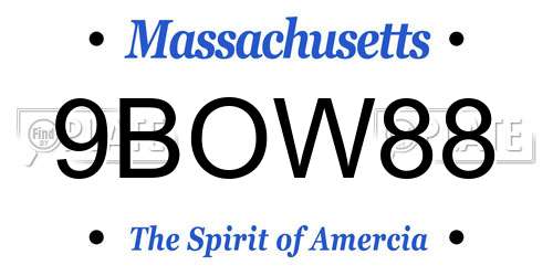 9BOW88 Massachusetts License Plate