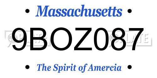 9BOZ087 Massachusetts License Plate