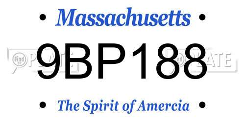 9BP188 Massachusetts License Plate