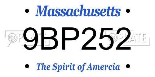 9BP252 Massachusetts License Plate