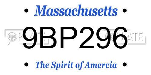 9BP296 Massachusetts License Plate