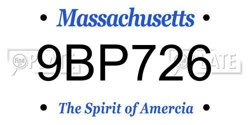 9BP726 Massachusetts License Plate