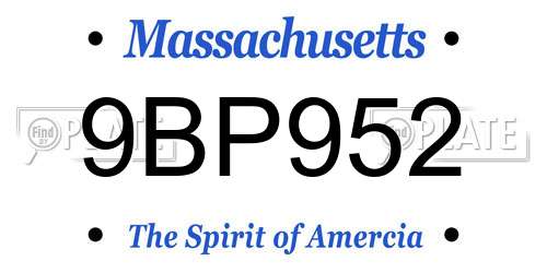 9BP952 Massachusetts License Plate