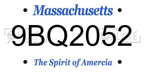 9BQ2052 Massachusetts License Plate