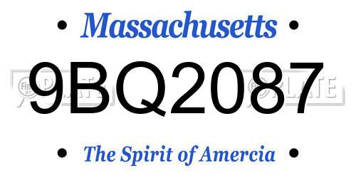 9BQ2087 Massachusetts License Plate