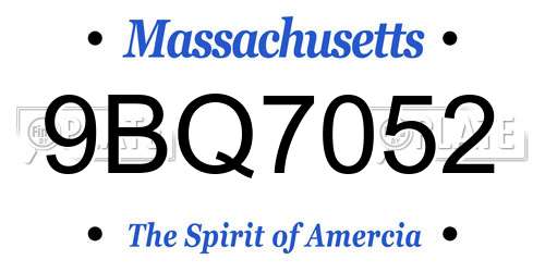9BQ7052 Massachusetts License Plate