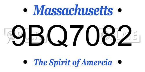 9BQ7082 Massachusetts License Plate