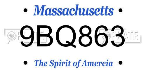 9BQ863 Massachusetts License Plate
