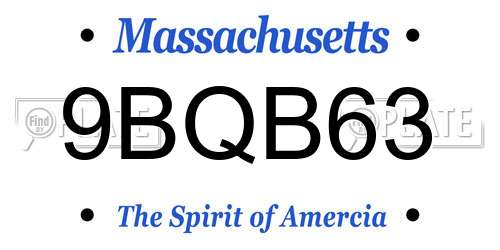 9BQB63 Massachusetts License Plate