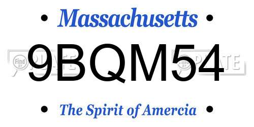 9BQM54 Massachusetts License Plate