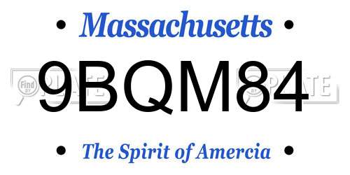9BQM84 Massachusetts License Plate