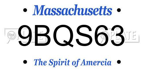 9BQS63 Massachusetts License Plate