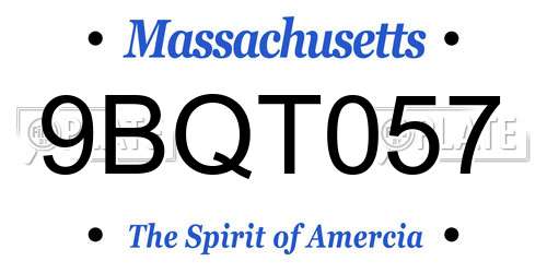 9BQT057 Massachusetts License Plate