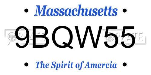 9BQW55 Massachusetts License Plate